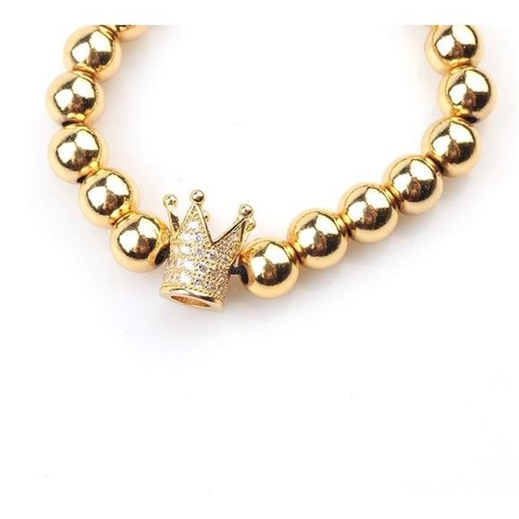 Luxury CZ Imperial Crown Braided Copper Bracelets 8mm Micro Pave Cubic Zirconia - Picture 4 of 8